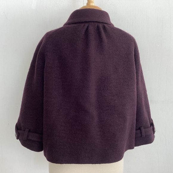Zara wool blend, lined,cropped, swing peterpan collar 3 button plum jacket Sz XL - Picture 4 of 12